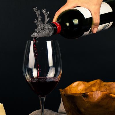 Deer Head Wine Aerator Zinc Alloy Bottle Spout Smooth Flow Anti-Drip Creative Cocktail Pourer For Home Bar Party Reusable Animal