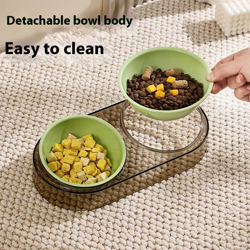 Durable Elevated Dual Bowl Feeder Raised Pet Feeding Station With Non-Slip Stand Easy Feeding For Cats & Small Dogs Water Bowl