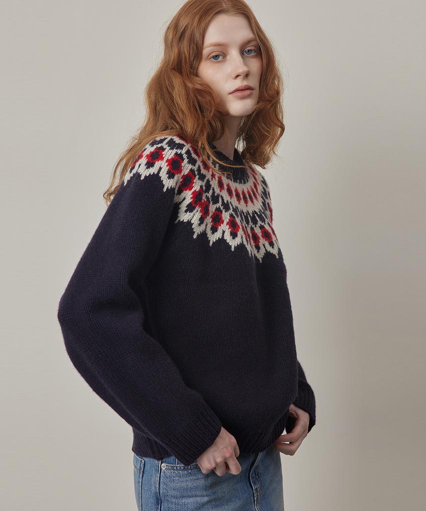 Kwinseulaebis Nordic Jacquard Wool Knit-Pullover