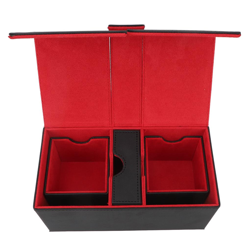 Caixa de Baralho com 3 Gavetas Grande Capacidade Fecho Magnético Couro PU Caixa de Armazenamento para Cartas de Jogo para Guardar Mais de 200 Cartas