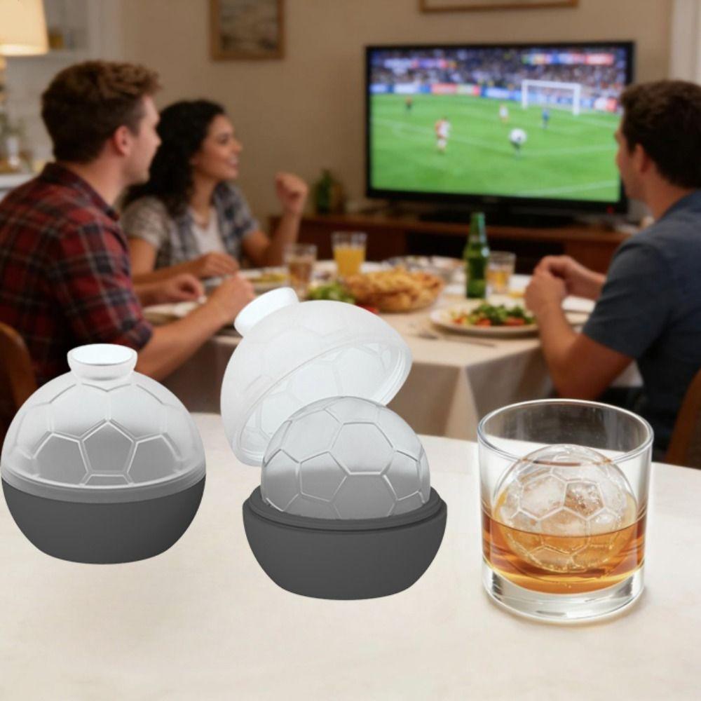 2PCS Dust Cover Soccer Ice Cube Mold Silicone Ice Ball Maker Safe Football Ice Tray  Sport Party