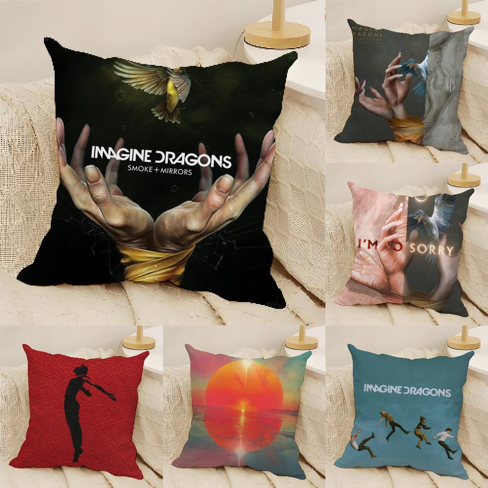 Hot Band IImagine Dragons Pillow Case Natural Linen DoubleSided Printing Sofa Home Decor Cushion Cover