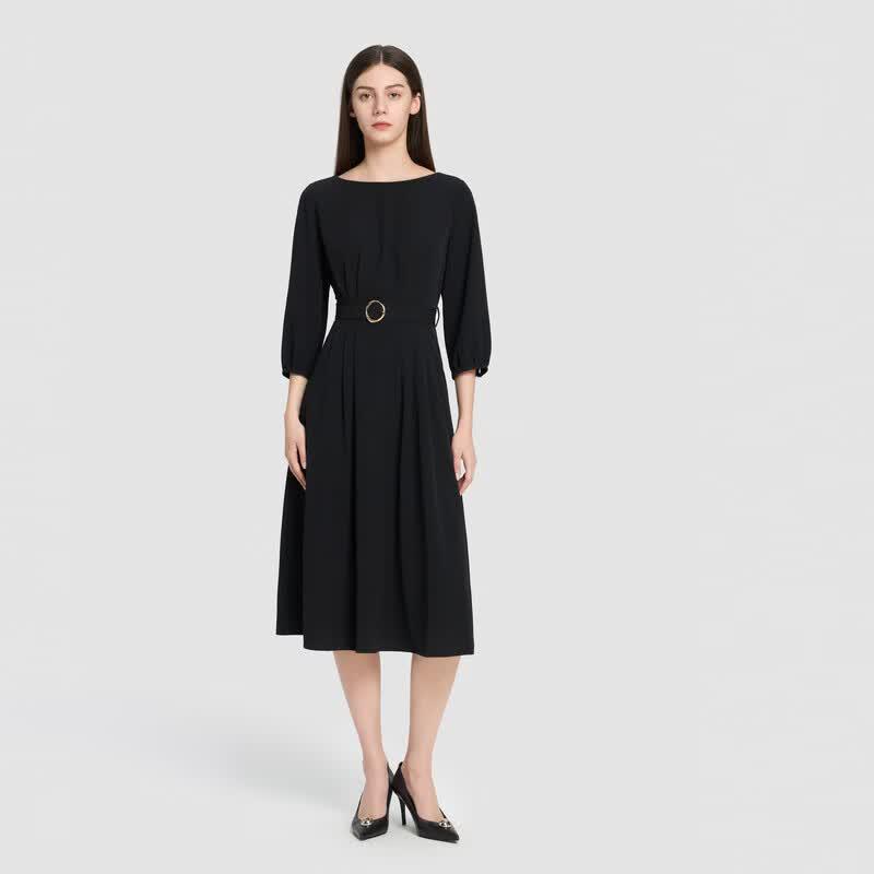 ELLASSAY Elegant Draping A-line Dress S