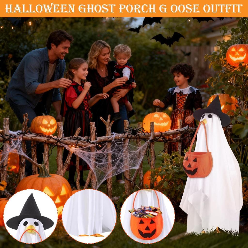 Porch Geese Halloween Outfit Ghost Lawn Geese Festival Ghost Clothes Lawn Statue Halloween Clothes For Courtyard Fall Season