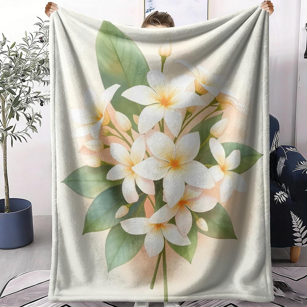 Plumeria Throw Soft Flannel AC Blanket Lightweight Summer Nap Throw Cozy Blanket for Sofa Bed Travel Home 75cm x 90cm