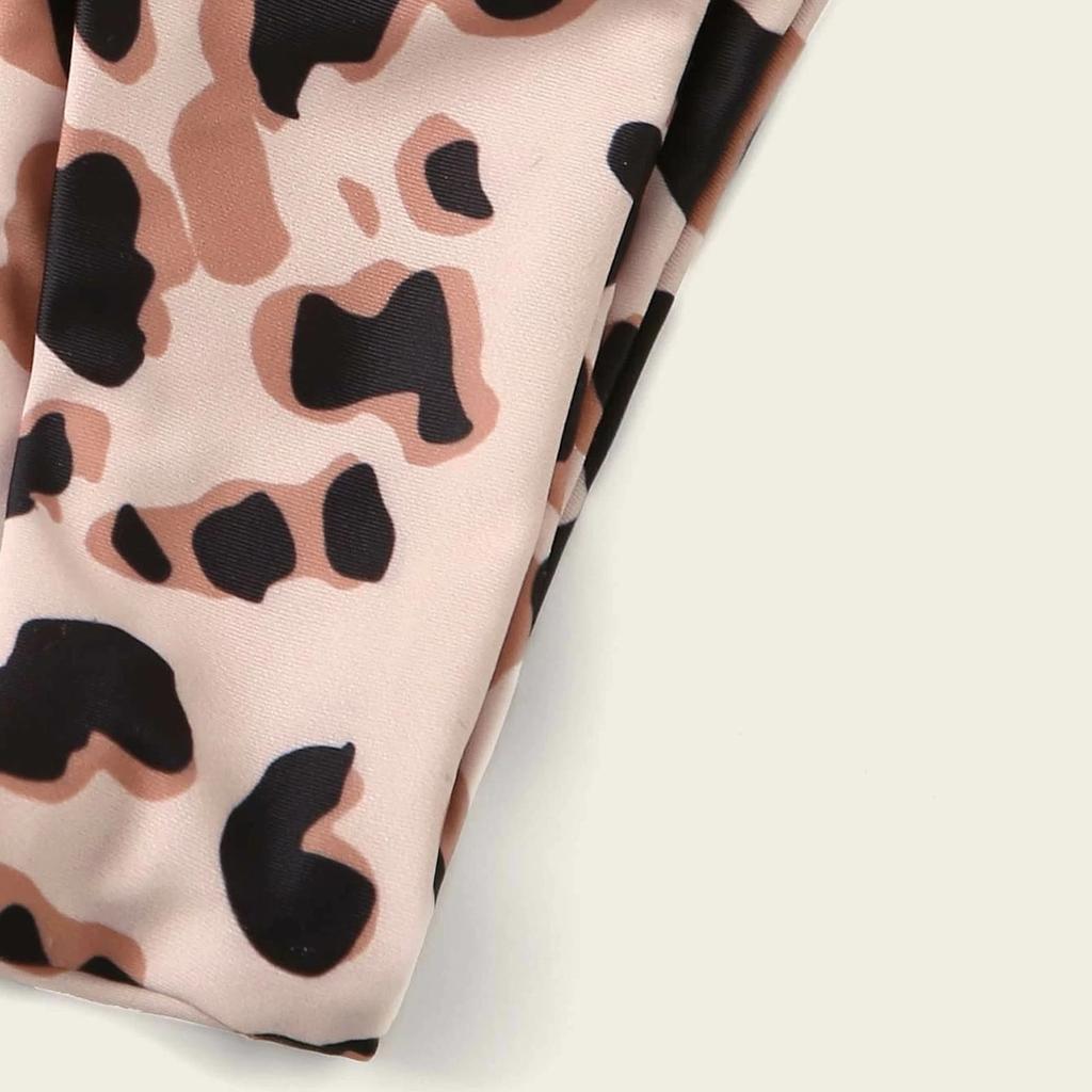 Women Leopard Print High Waist Two Pieces Bikini Swimwear Swimsuit Beachwear