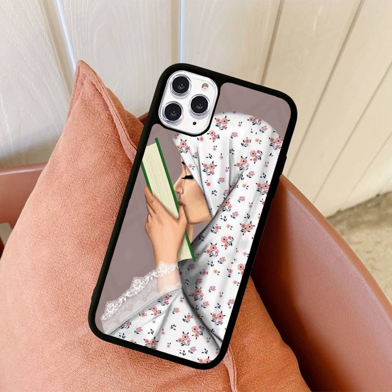 Muslim Islamic Arabic Hijab Face Gril Eyes Phone Case Silicone PC+TPU Case for iPhone 11 12 13 Pro Max 8 7 6 Plus X SE XR