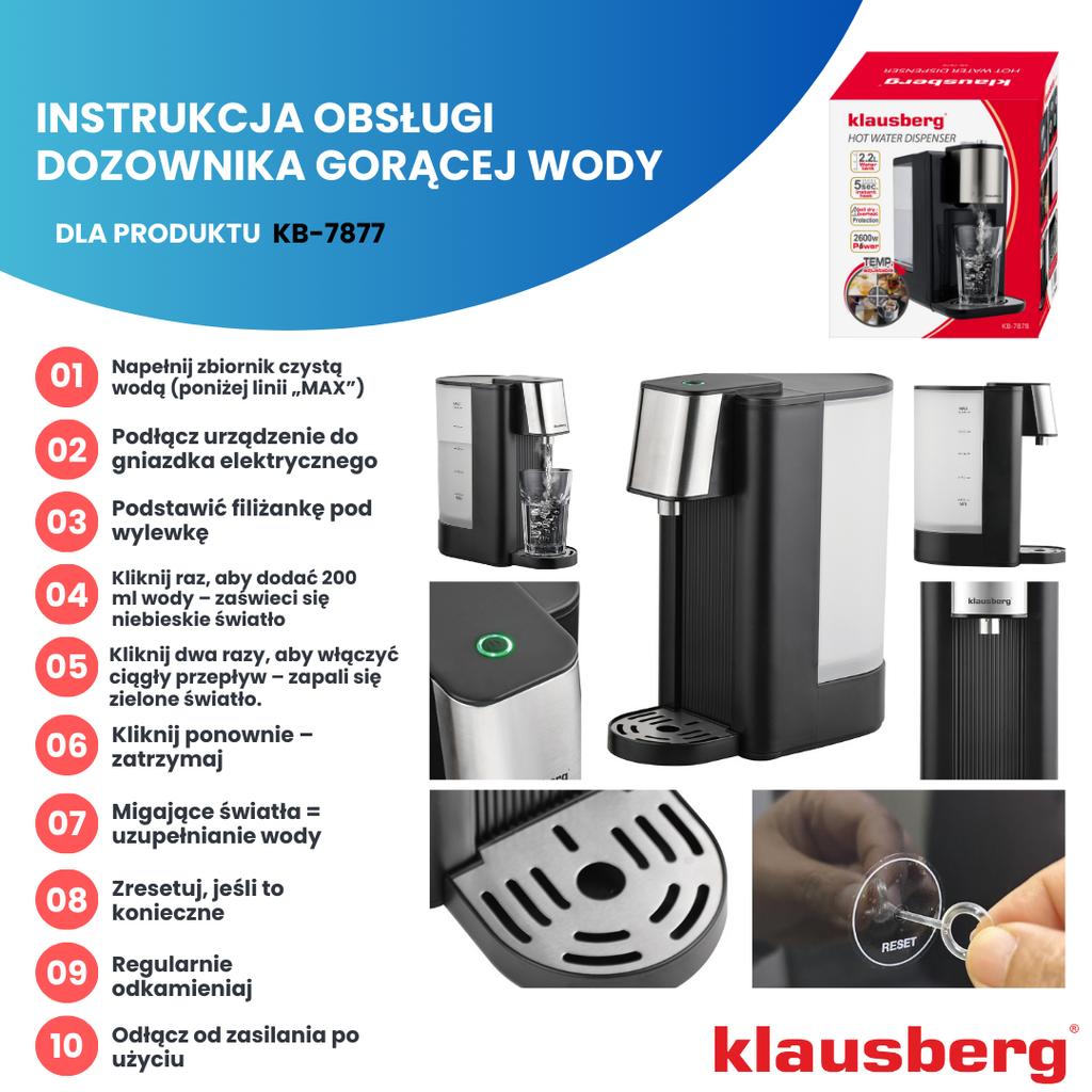 Dozownik dystrybutor podgrzewacz do gorącej wody 2.5L KLAUSBERG KB-7877