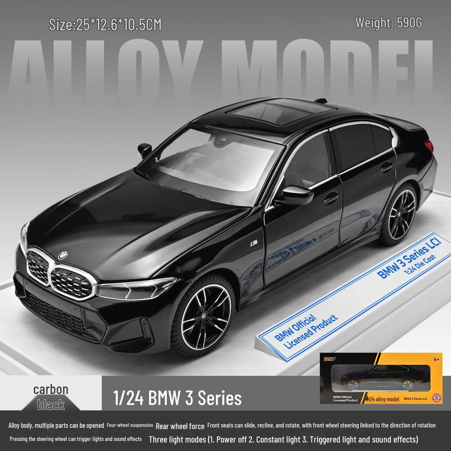 Black Mamba H2563 Realistic 325li Alloy Car Model with Sound, Light, Steering, and Shock Absorption - Children s Toy Gift