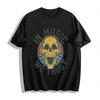 Skull With Headphones Print Tee In Music We Trust Casual Unisex Top Pure Cotton T-shirt