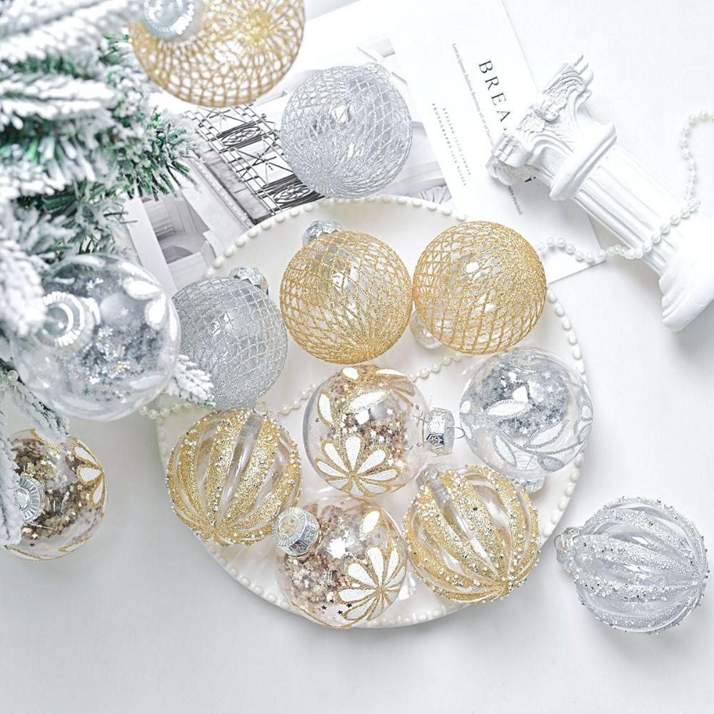 9 Stück Kunststoff Bemalte Weihnachtskugeln Anhänger 8cm Weihnachtsbaum Anhänger Partygeschenke