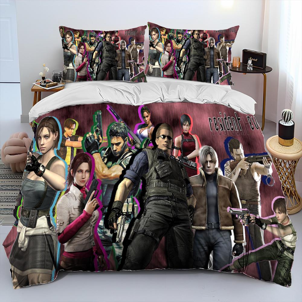3D R-Resident Evil Games Gamer Comforter Bedding Set,Duvet Cover Bed Set Quilt Cover Pillowcase,king Queen Size Bedding Set Kid