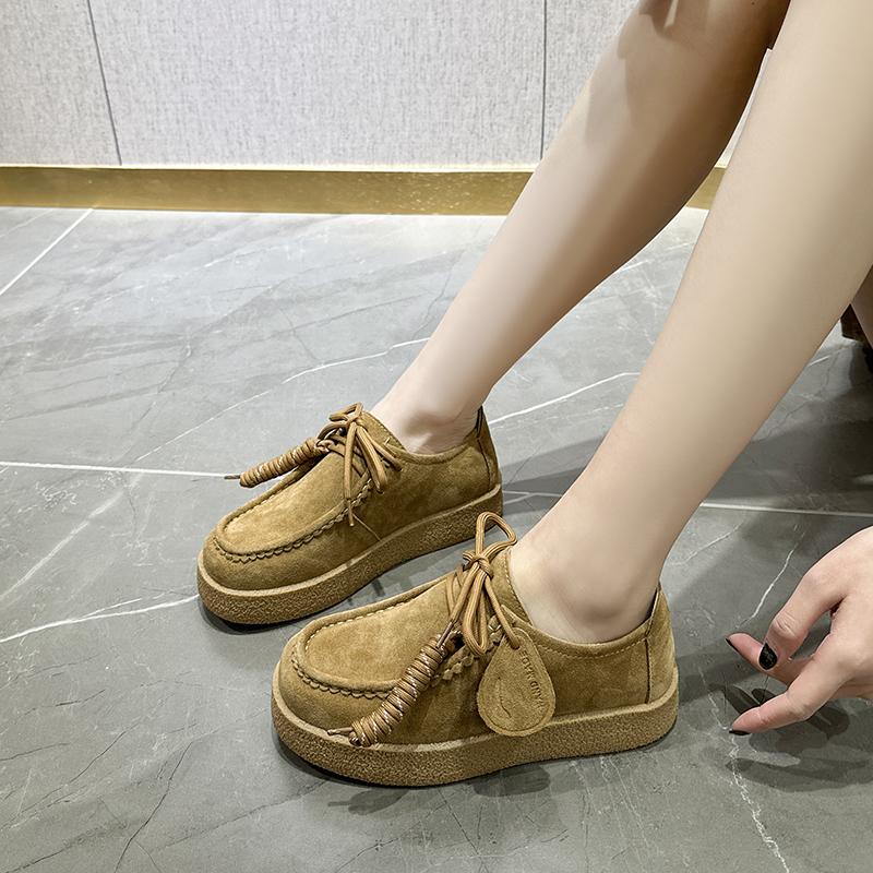 Genuine Leather Women s Shoes Flat Non-slip Derby Female Shoes Large Size Lace-up Loafers for Women 44 4470₽