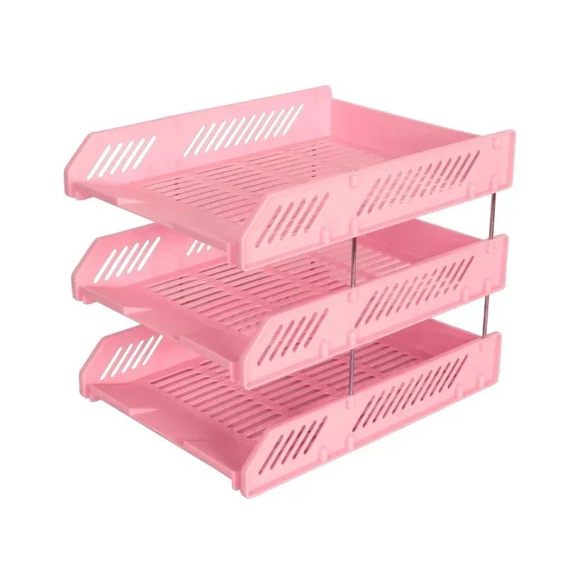 3 Tier Stackable Desk Organizer Paper Letter Tray, Desktop Tidy File Document Rack Storage Accessories for Office