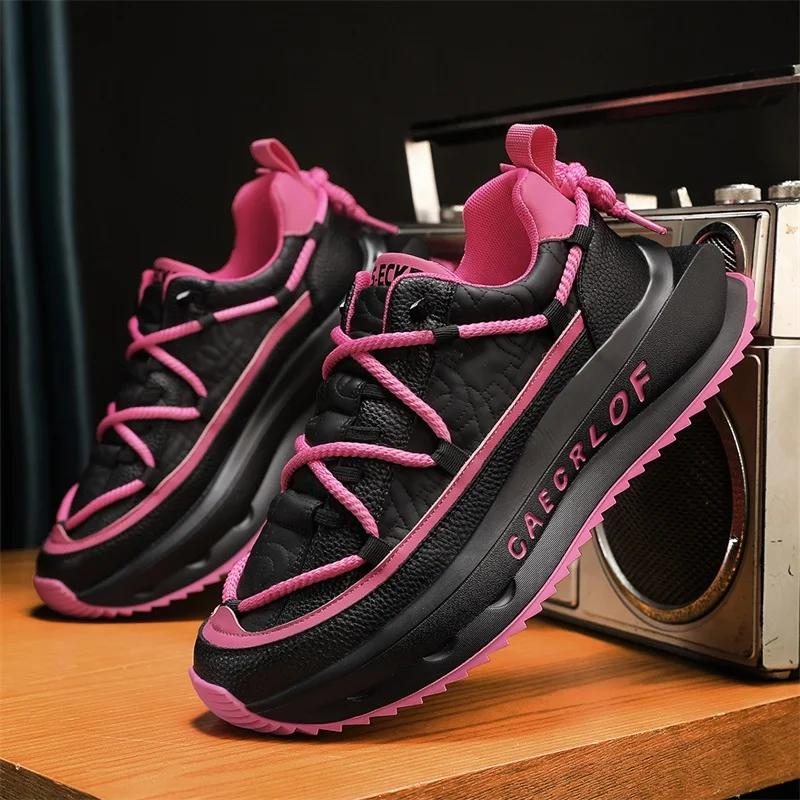 2024 New Men's Sports Shoes Thick Sole Fashion Casual Running Shoes Size 39-44 Men's New Personalized Lacing Casual Shoes