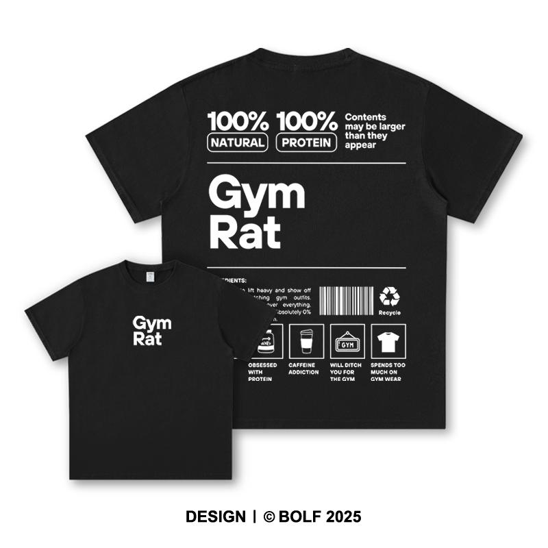 GYM Graphic Oversized Big Pattern Double-sided Classic Short Sleeve T-Shirt for Men Women Sportswear Tops Tees