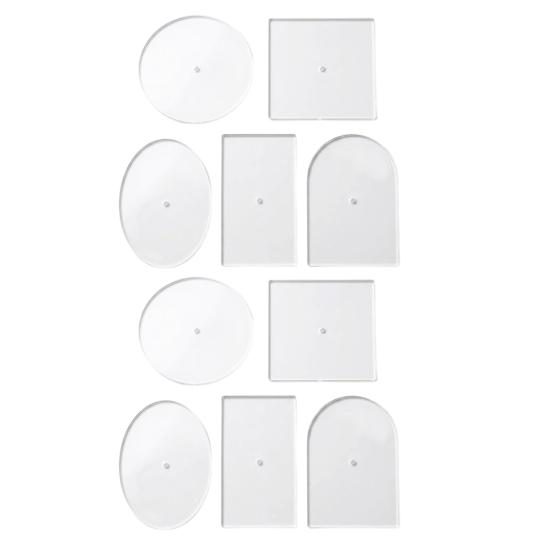 Multi Shape Acrylic Stencils 5PCS Needlepoint Templates Set, Precision Center Hole Design, Fabric Pattern Marking Tools Round/Square/Rectangle/Oval