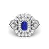 6X4MM Cushion Lapis Gemstone 925 Sterling Silver Solitaire Halo Women Engagement Ring