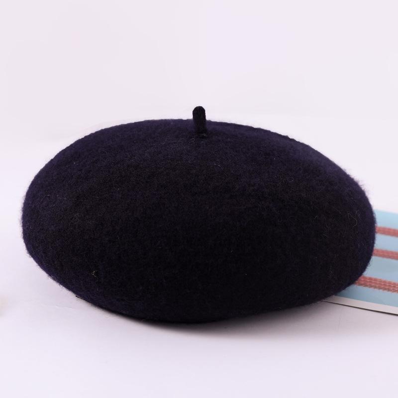 Korean Version of Wool Beret Women's Autumn and Winter Painter Hat Pumpkin Mushroom Hat Thickened Wool Warm Hat