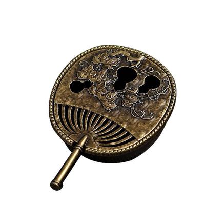 Kreativer Vintage Kürbis-förmiger Rattan Handfächer Heimgebrauch Natürlicher Adlerholz Räucherbrenner
