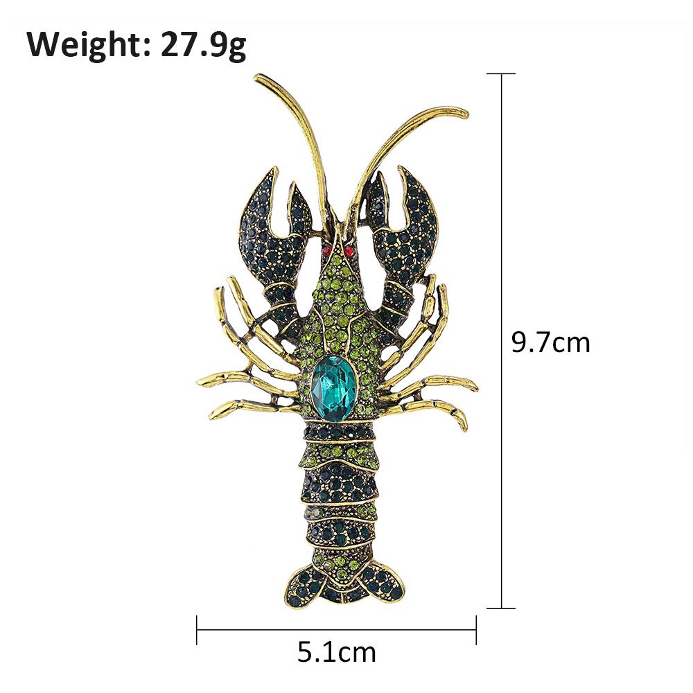 Vintage Gold Tone Lobster Brooch Pin Crystal Rhinestone Brooches Jewelry Gifts