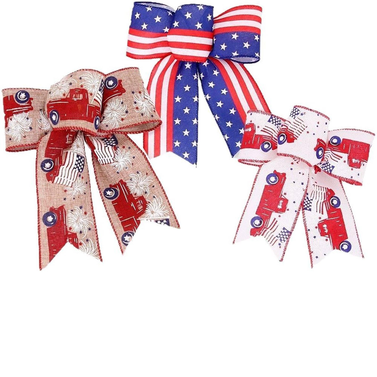 

Independence Day Bow Decorations Holiday Party Star Striped Ribbon Bow Charm Accessories One Size