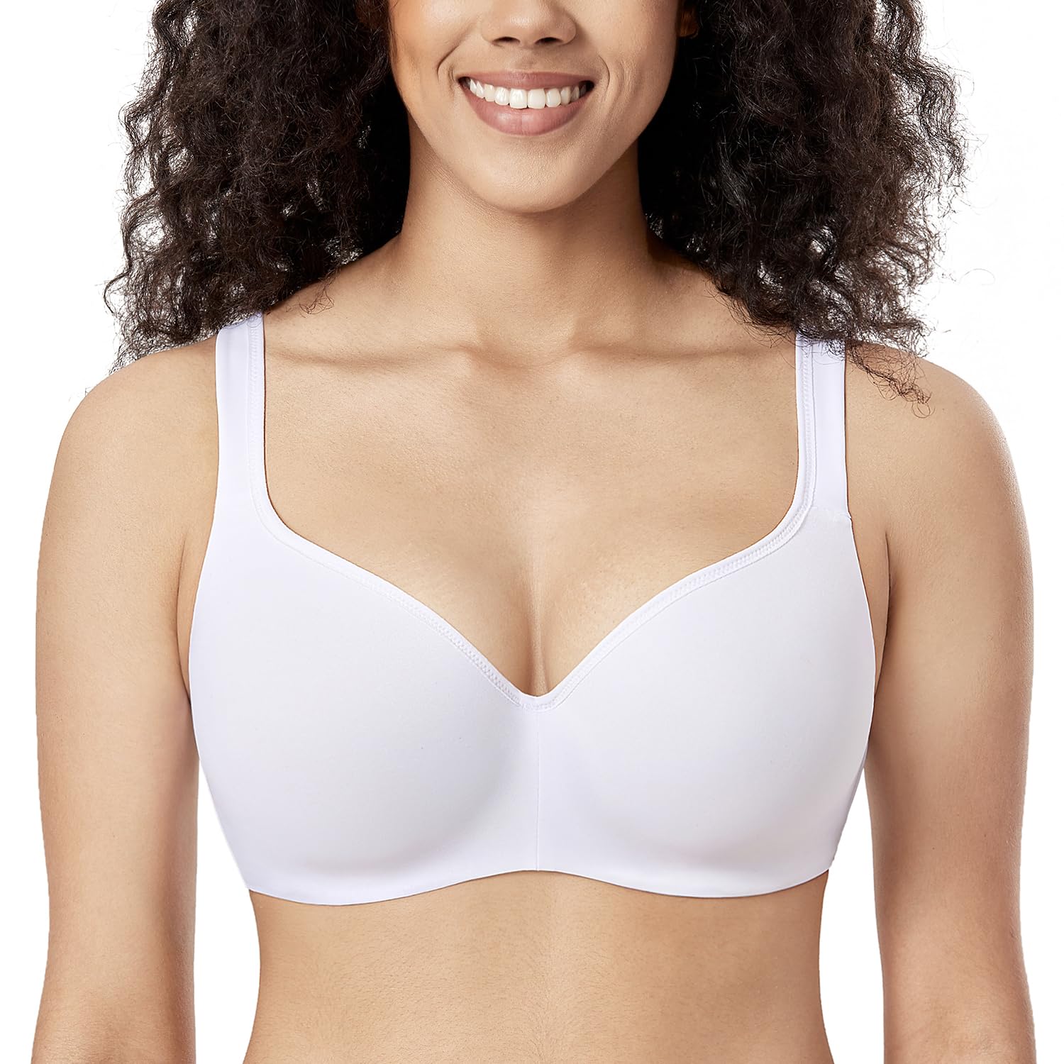 

DELIMIRA Бюстгальтер большого размера с однотонными формованными бесшовными чашками, белый F75, косточки, цвет, чашка, чашка, футболка, 1,