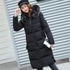 Streetwear Vinter Långa Parkasjackor Dam Bomullsfodrade Jackor Pälskrage Huva Rockar Tjocka Varma Ytterkläder Dam Smal Överrock