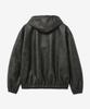 Vtwo 8261 Natural Washed Leather Hooded Jacket (Dark Brown)