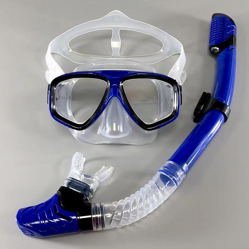Large Frame HD Anti-Fog Snorkel Set for Adults - Waterproof Diving Mask & Two-Piece Snorkeling Gear
