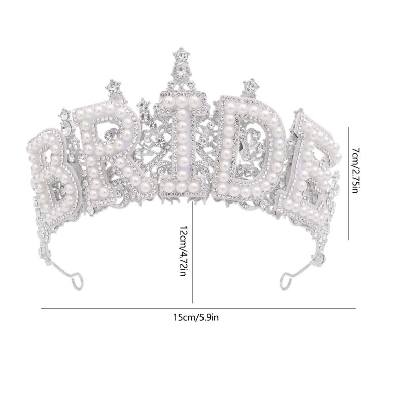 Eye-Catching Rhinestones Bridal Hairband Pearls Bride Crowns Wedding Stylish Bridal Crowns for Wedding Party