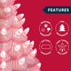 JOYFY 12" Pink Ceramic Christmas Tree Prelit Tabletop Christmas Tree with Extra Pink Top Star for Xmas Tabletop Decor
