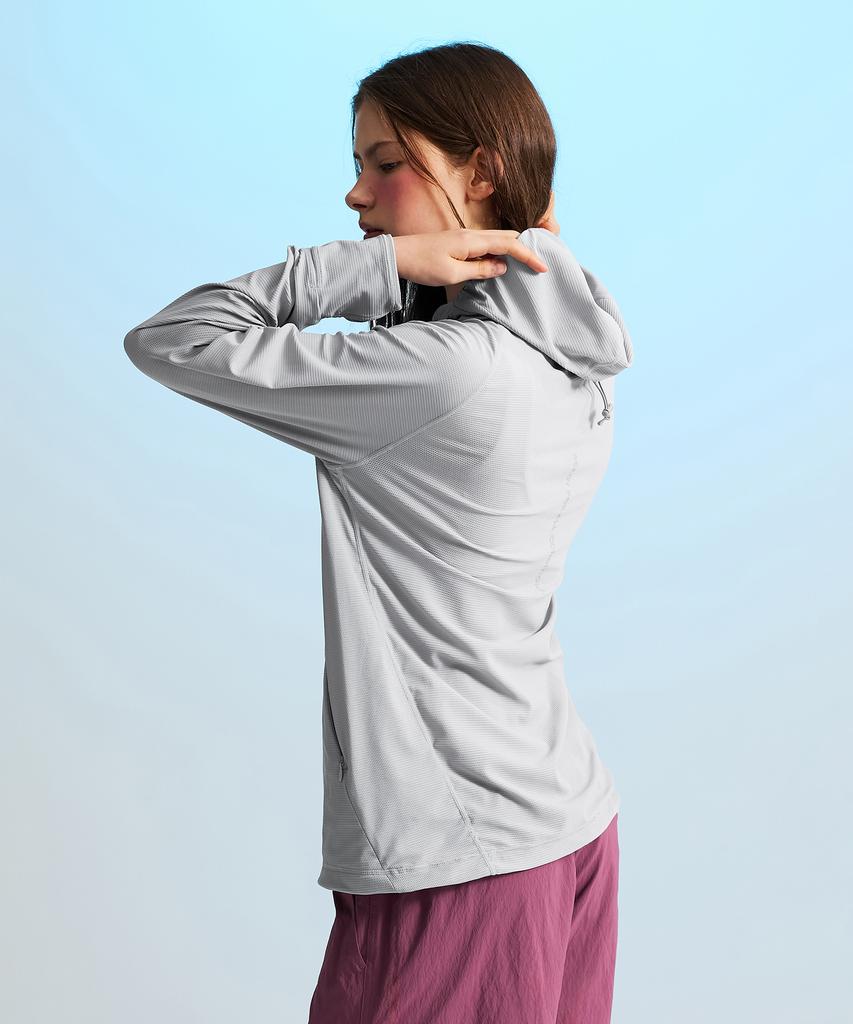 Leijibi Tech Flow Hydro Performance Loose Fit Zip-Up Hooded Rash Guard M Light Grey