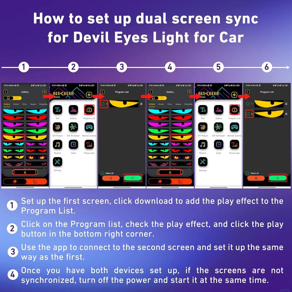 2PCS LED Eyes For Car Windshield, 13.7"X4" Devil Eyes Light For Cars, Programmable Soft Screen LED Sign With APP Control And Remote Controller