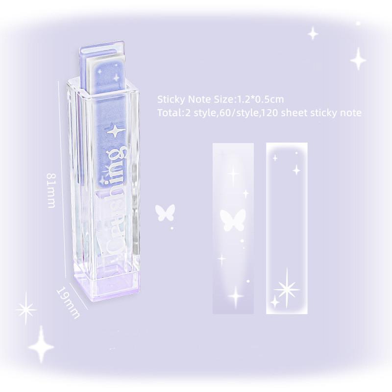 120 hárkový poznámkový blok s farebným prechodom s farebným lepiacim lístkom s úložným boxom Roztomilý motýľový mini poznámkový blok pre študentov