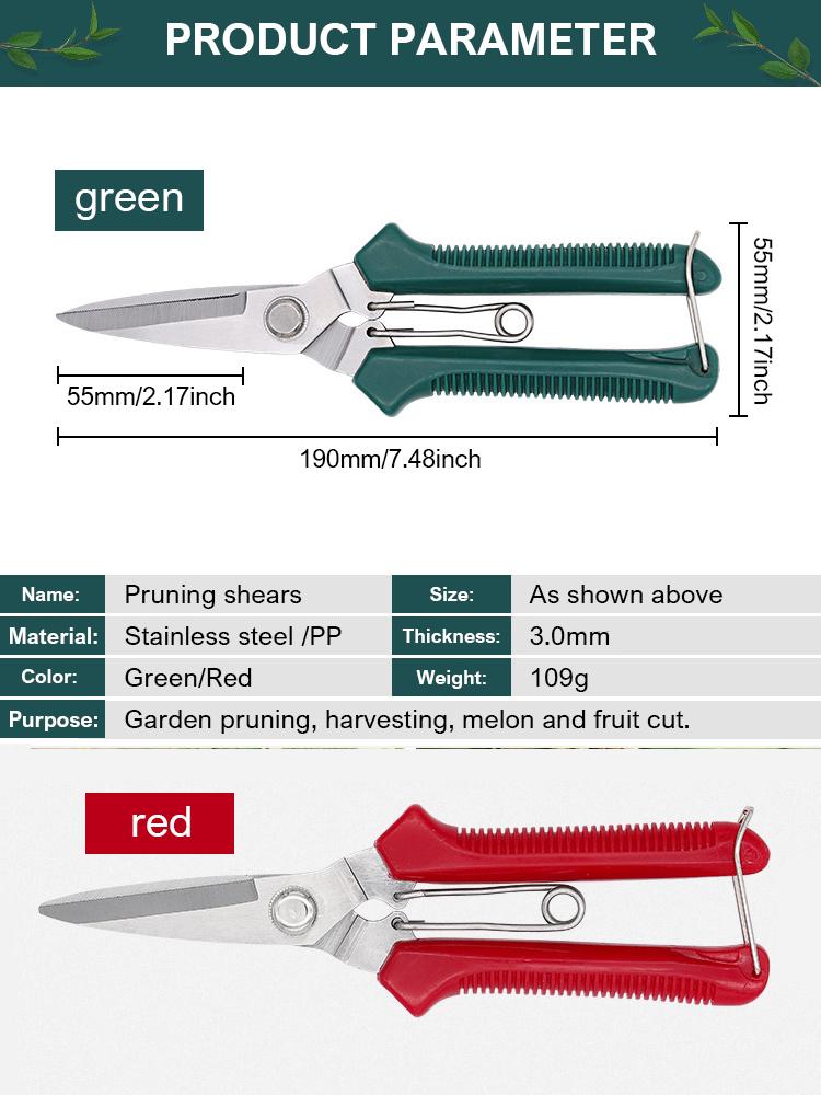 190mm Straight Head Pruning Shears Non-slip HandleStainless Steel Outils Manuels Household Bonsai Garden Scissors Pruing Shear