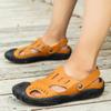 Men's Sandals New Genuine Leather Two-Way Beach Shoes Closed Toe Personality Soft Bottom Sandals Men's Fashion Summer