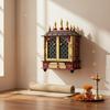 Hand-Painted Wooden Temple | Wall Mounted Pooja Home Mandir | Miniature Pooja Mandap | Rajasthani Art Shrine for Home Decor, Hindu Religion