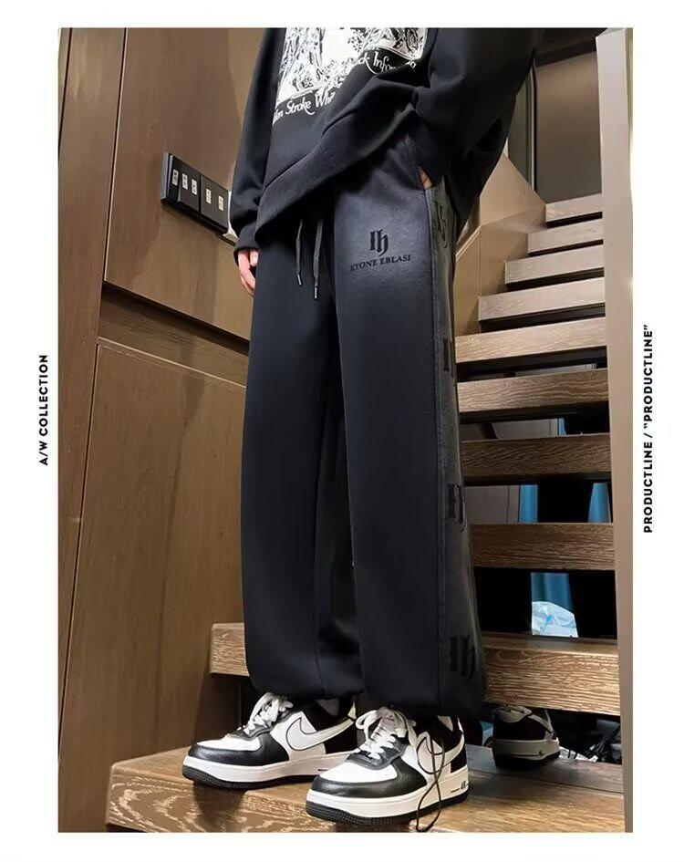 Tenåringsgutters pluss fløyel fortykkede sportsjoggebukser med vide ben for høst og vinter