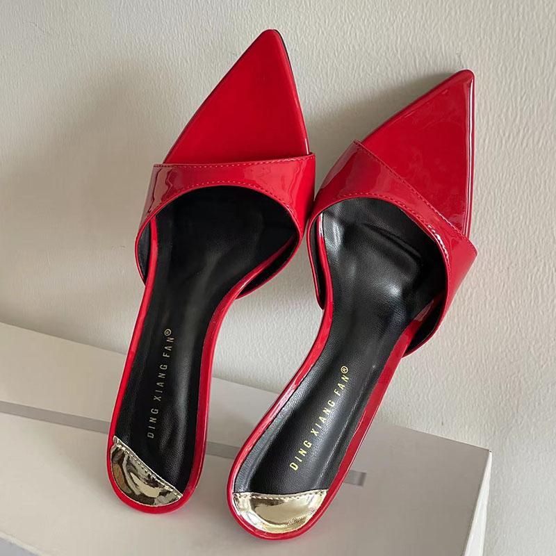 Fashion Female Red Footwear Pumps Slides Heels Shoes For Women New In 2025 Luxury Fashion Pointed Toe Ladies Thin High Heels Shoes