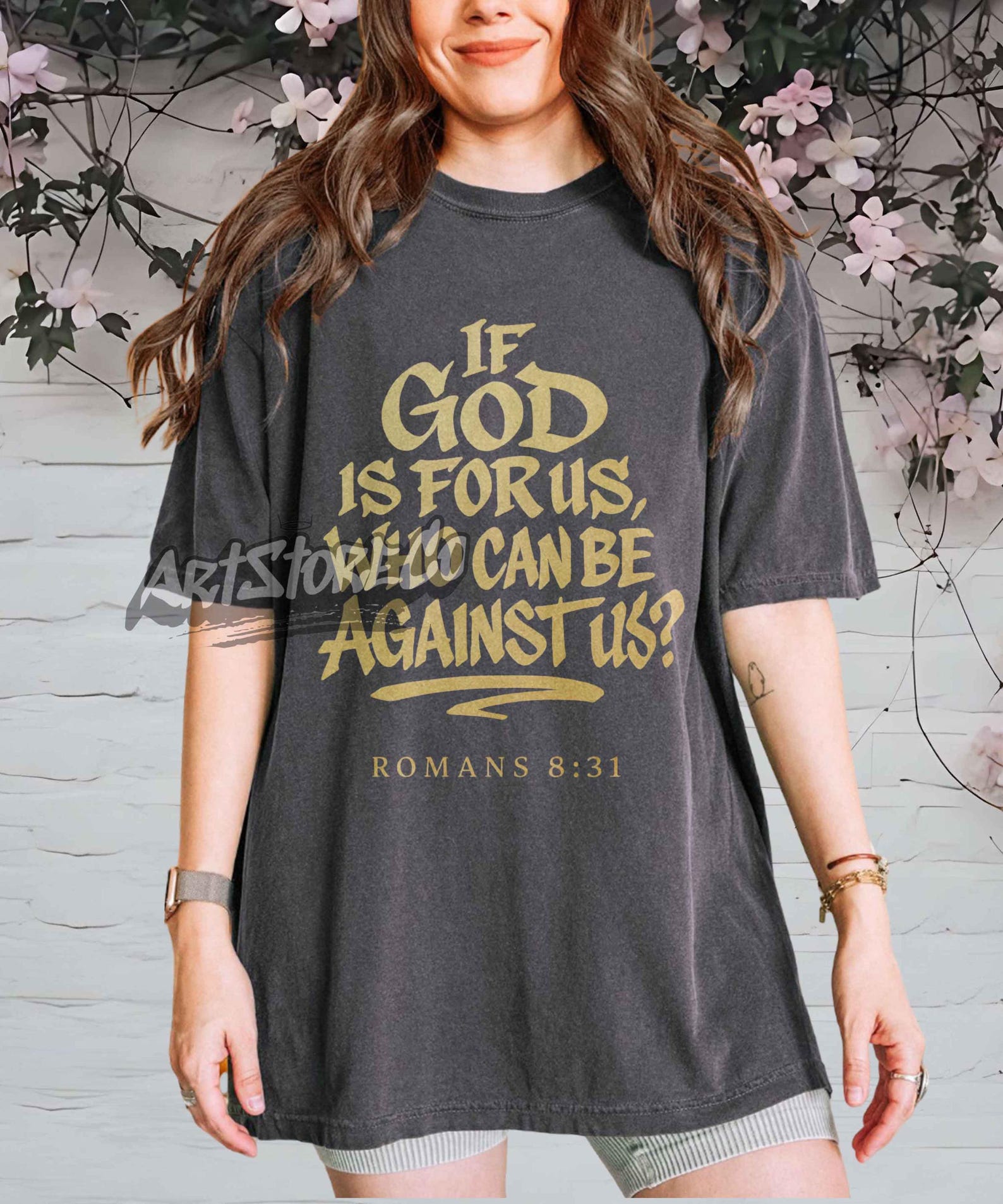 Romans 8:31 If God Is For Us Graphic Tee, Vintage Inspired Christian Apparel 2XL