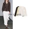 Autumn New Women's Clothing Minimalist Embroider Pocket Lapel Shirt Tops 4786079 4786179
