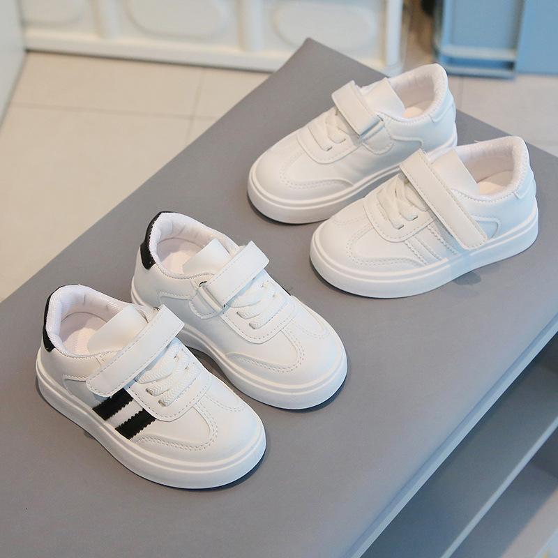 Kids White Shoes for School Boys Girls Casual Shoes Non-slip Soft Sole 2025 New Fashion Children Sports Shoes Hook&loop Trendy
