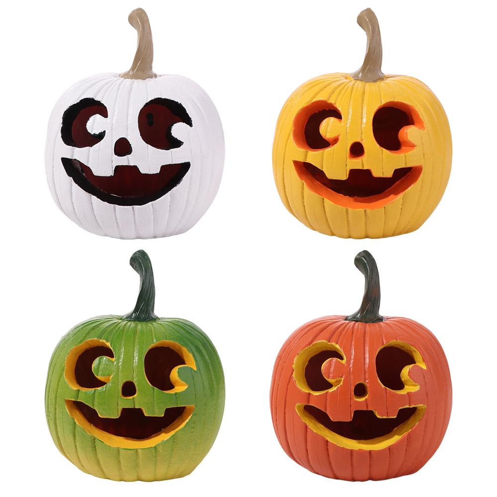 Multi-Color Halloween Pumpkin Ornaments Hollow Pumpkin Statue Harvest Festival Ornaments Autumn