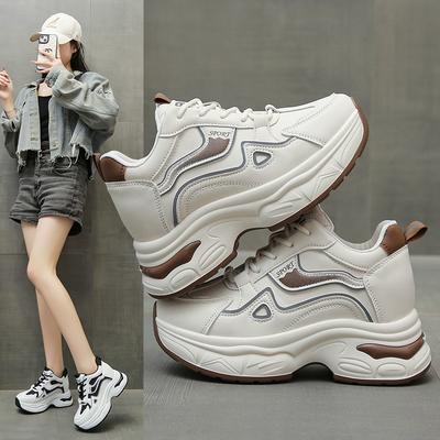 Zapatos de Papá Niña 2025 Primavera y Otoño Nuevos Populares Pequeños Versátiles Moda Suela Blanda Aumento de Altura Zapatillas Casuales