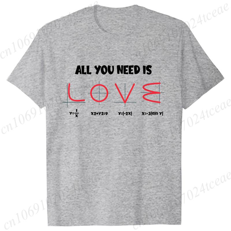 Retro Men's T-Shirt All You Need Is Love Math Equation Short Sleeve T-Shirt Summer Casual Tees Top Loose Oversize T-Shirt Men