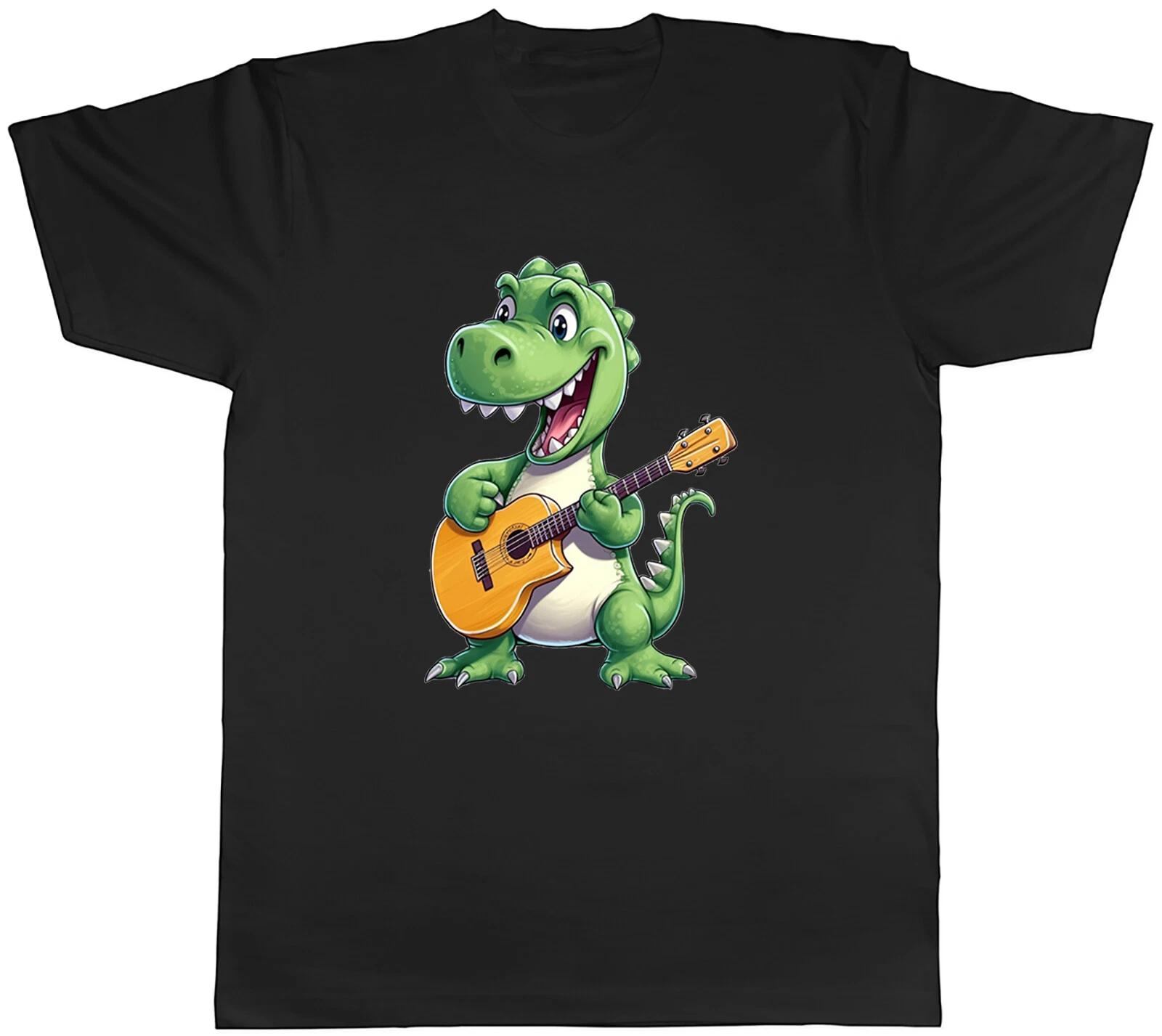 Dinosaur T-Rex Playing Guitar Mens T-Shirt Guitarist Unisex Tee Gift S