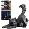 Black Ghost Cat Statue Resin Halloween Ghost Cat Figurine Gothic Feline Sculpture