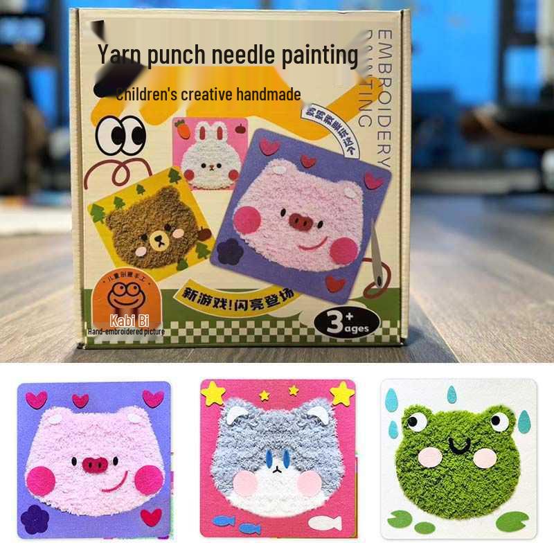 

Набор для вышивания шерстяной пряжей ручной работы с вышивкой животных для детей - Развивающая художественная игра