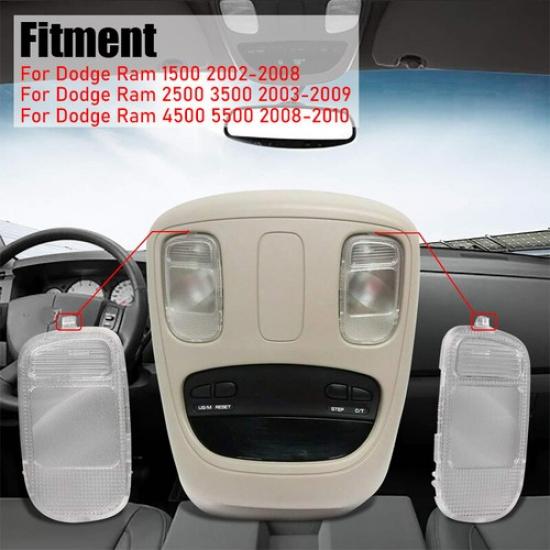2PC Overhead Console Dome Light Lens For 02-10 Dodge Ram 5183270AA 5183271AA NEW
